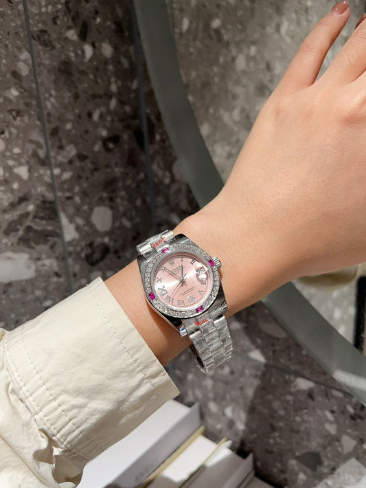 2026 Log Watch Series Classic Women's Edition Solid Steel Band - Original Push-Down Buckle Imported Movement Highly Recommended Design Exudes Unique Nobility and Elegant Goddess Aura!