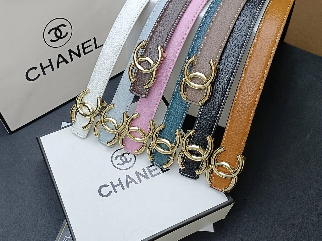 2025 8 Colors double C multi-color lychee leather belt
