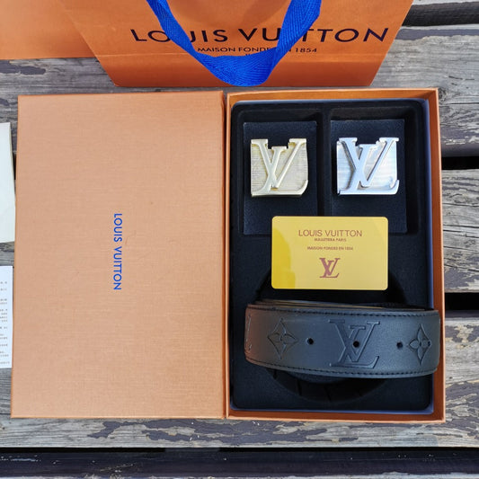 2025 Double Buckle Embossed Men's Belt