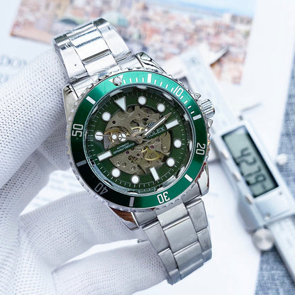 2026 Hottest Selling Item! 🔥🔥 Stylish mechanical men's watch with a mineral crystal glass face. The watch features a transparent skeleton design, simple yet elegant, showcasing every detail perfectly.