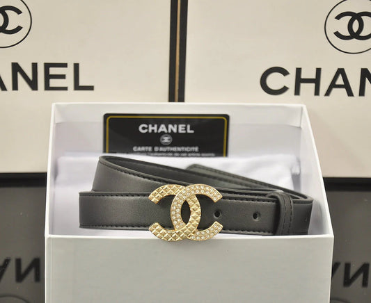 2025 4 Colors fashion double C half rhinestone belt