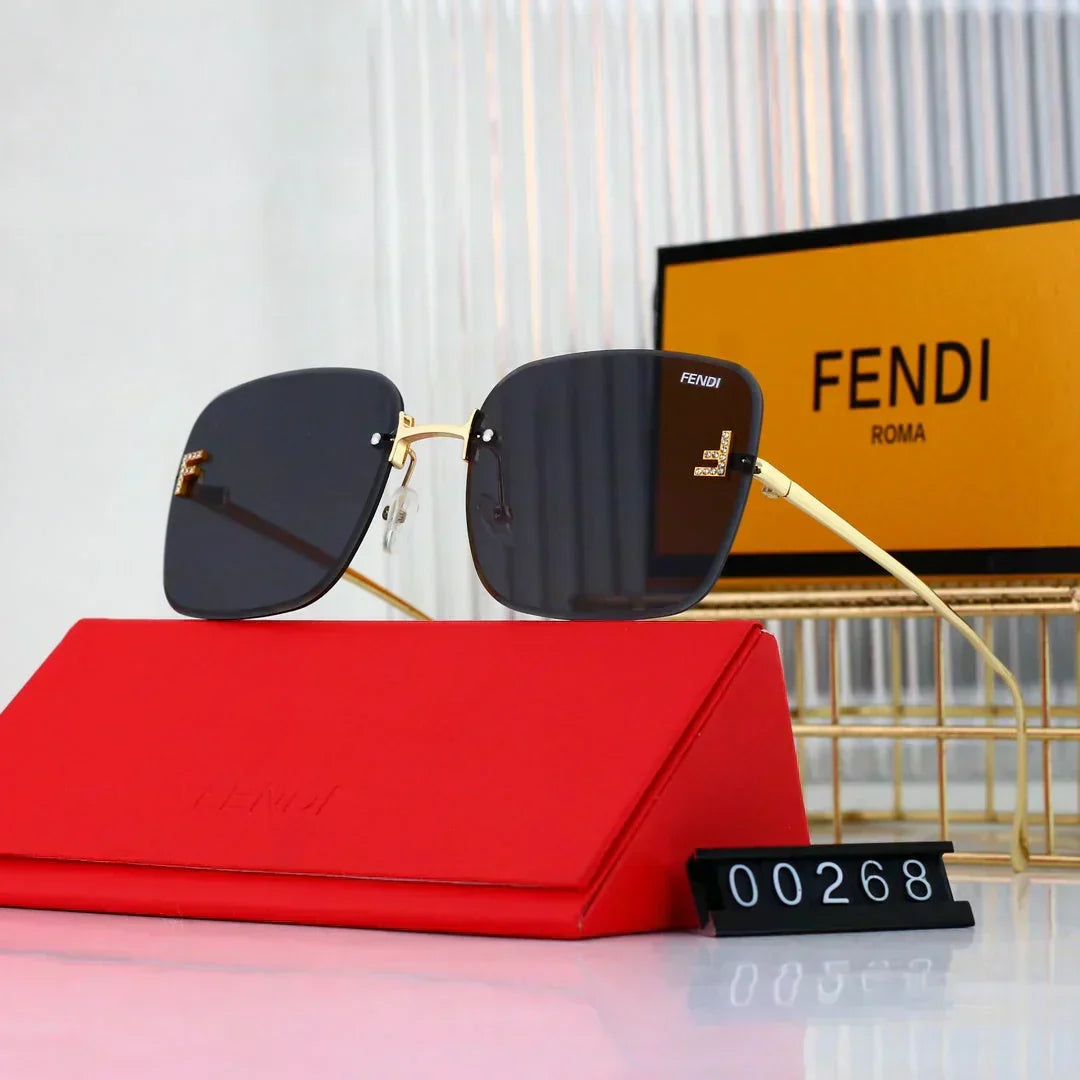 2025 Sunglasses  Large frame rimless metal sunglasses