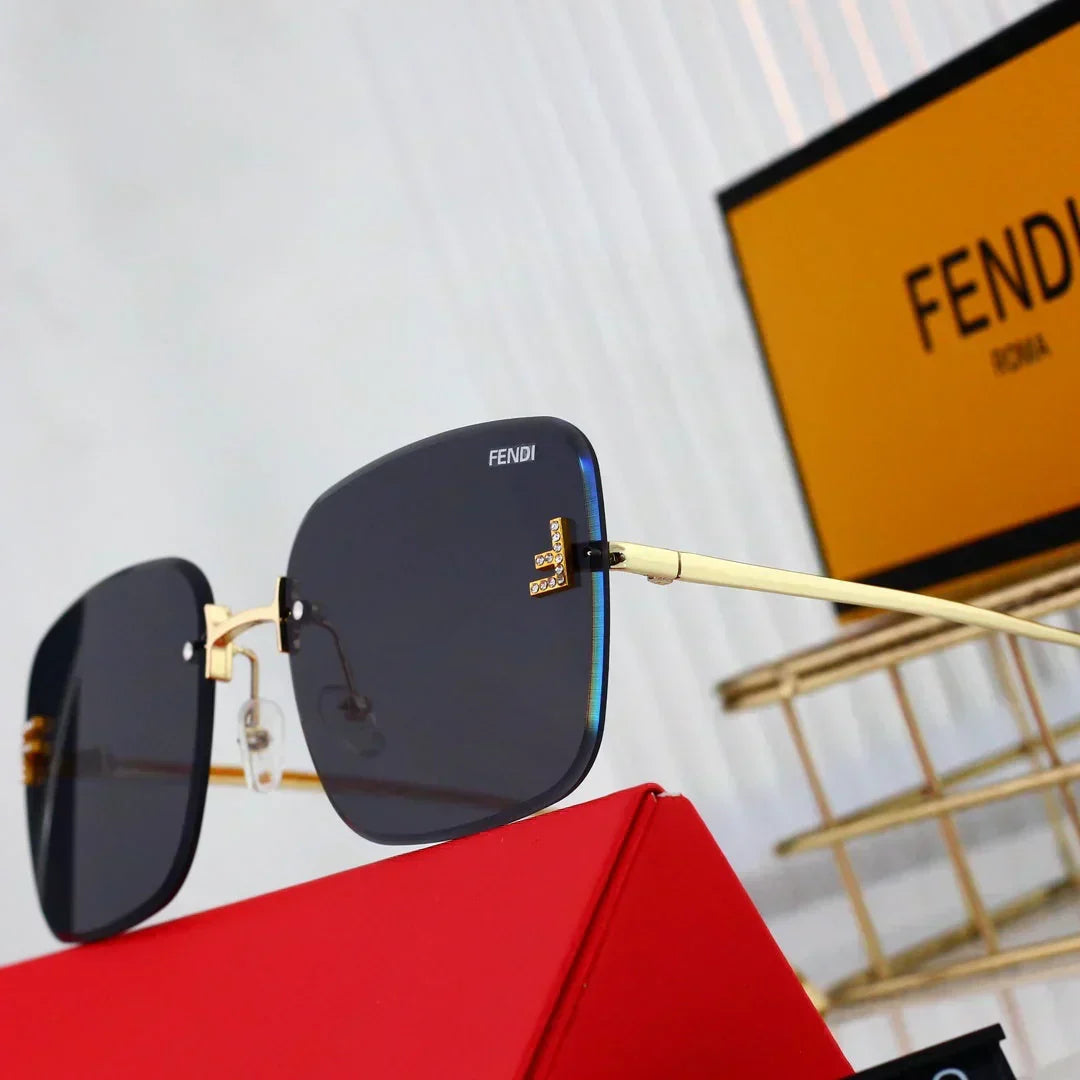 2025 Sunglasses  Large frame rimless metal sunglasses