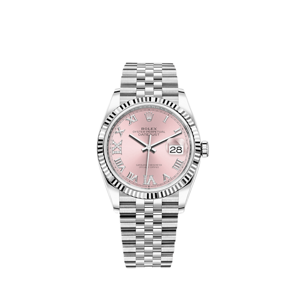 2025 Watch Datejust 126234 White Gold Stainless Steel Pink Dial Jubilee