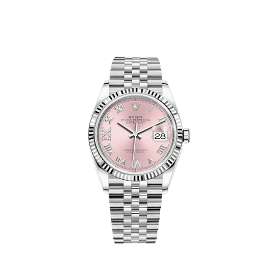 2025 Watch Datejust 126234 White Gold Stainless Steel Pink Dial Jubilee