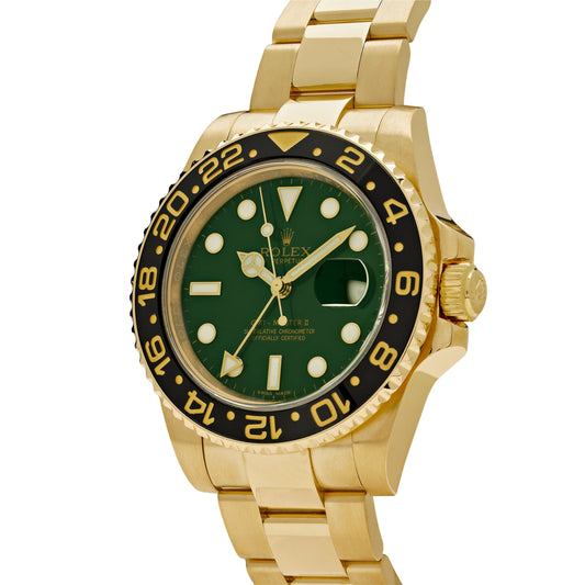 2025 Watch GMT-Master II 116718 Yellow Gold Green Dial Black Bezel